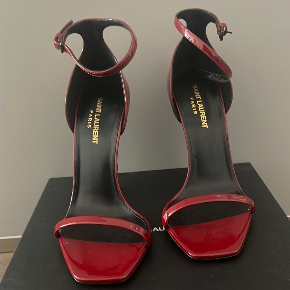 Saint Laurent Glossy Hot Red Heels